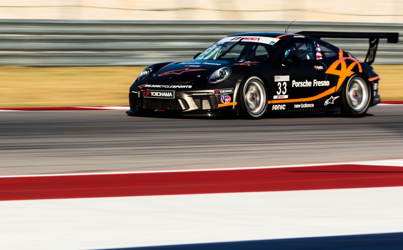 CJ Wilson went from 15th to 8th in his first GT3 Cup race at COTA. Not too shabby.